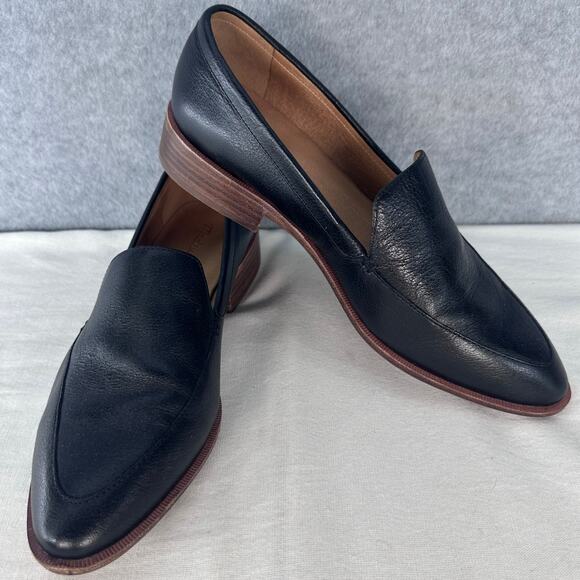 Madewell Women's sz 9.5 Frances Loafer Black Leather Classic Old Money Comfort - Picture 1 of 11